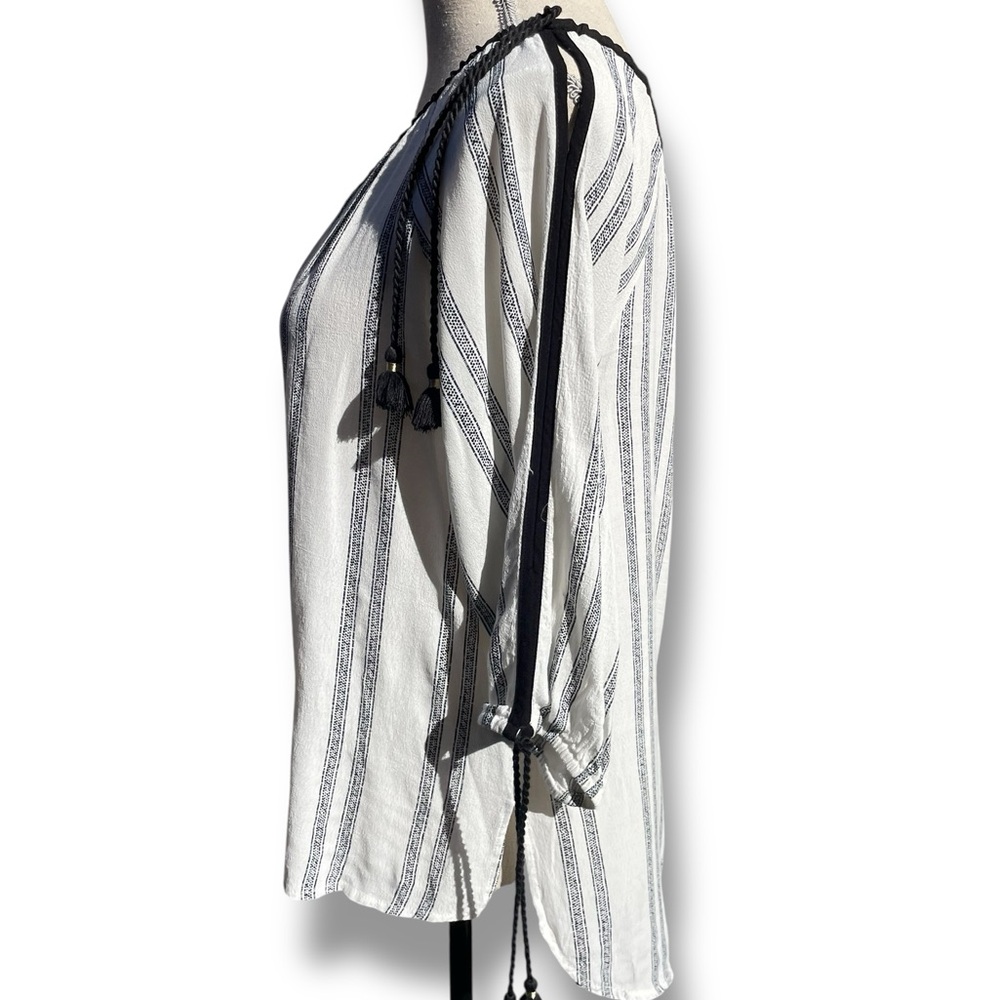 Melissa Nepton Coastal Boho Mediterranean One Shoulder Blouse Sz-M Vacation - Picture 6 of 9
